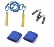 Basic Fitness Kit, Skipping Rope + Hand Grippers + Wrist Bands
